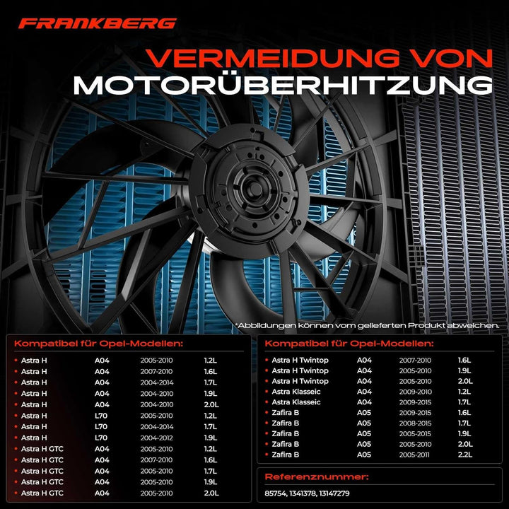 Frankberg Kühlerlüfter Ventilator Motorkühlung Kompatibel mit Astra H A04 1.2L 2005-2010 Astra H L48