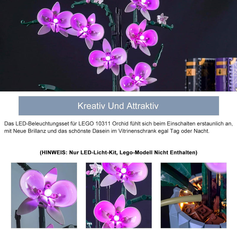 Led Licht Set Kompatibel mit Lego Orchidee (Nur Lichter, kein Baustein), Licht-Kit Compatible with L