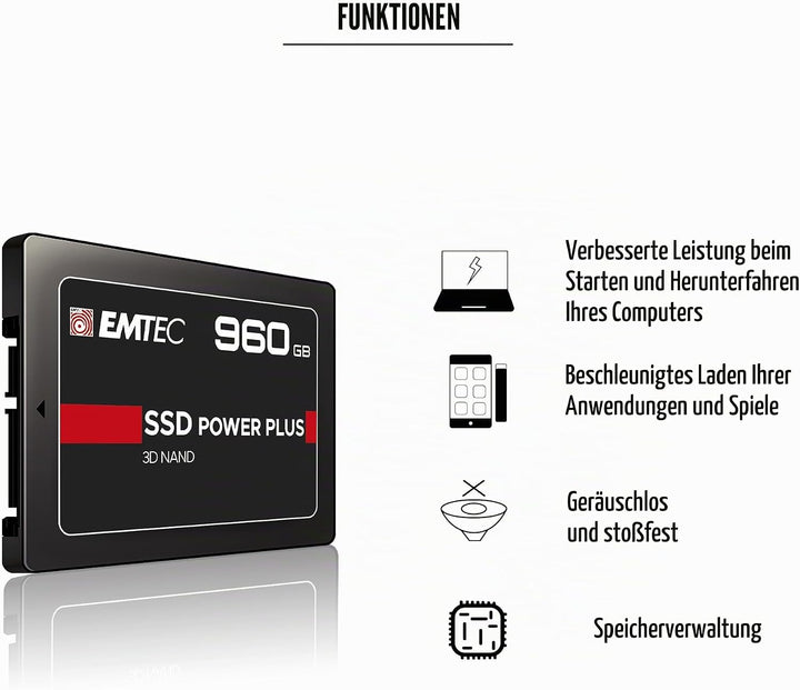 Emtec ECSSD2TX150 interne SSD 2,5 Zoll – interne SSD – SATA X150 Power Plus 3D NAND 2TB 2 TB, 2 TB