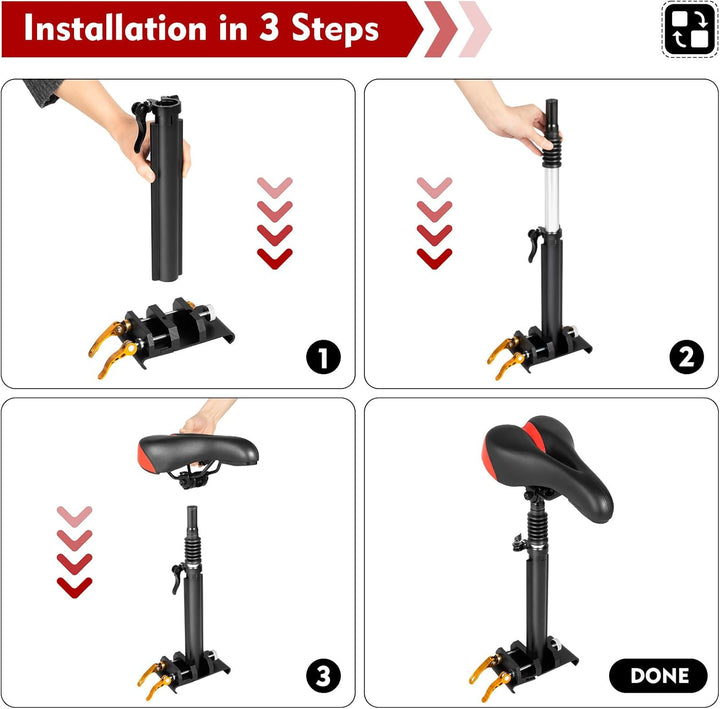 PU Elektroroller Sitz, Zubehör für E-Scooter Elektro Fahrrad, Höhenverstellbar 45-65cm, Stuhl Ersatz