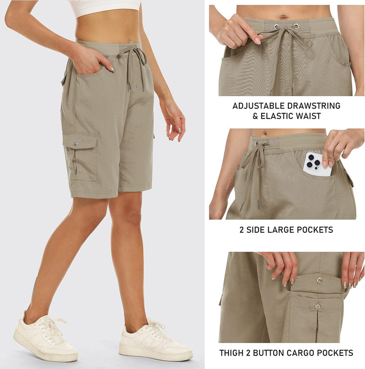 JINSHI Shorts Damen Sommer Cargohose Kurze Wanderhose Outdoor Schnelltrocknend Freizeithose mit Mehr