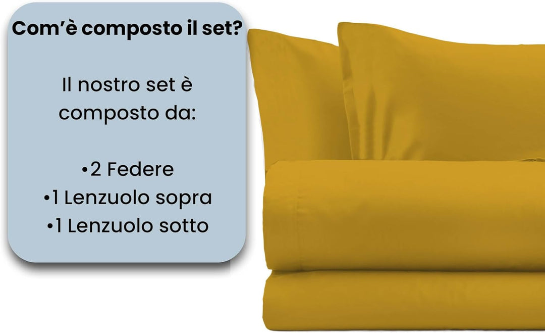 Italian Bed Linen Max Color Bettwäsche-Set, Mustard, Doppelte, Mustard