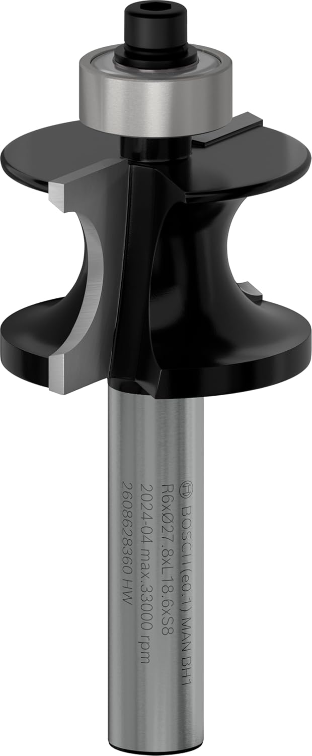 Bosch Professional 1x Halbstabfräser Standard for Wood (für Holz, Radius 6mm, Arbeitslänge 18.6mm, Ø