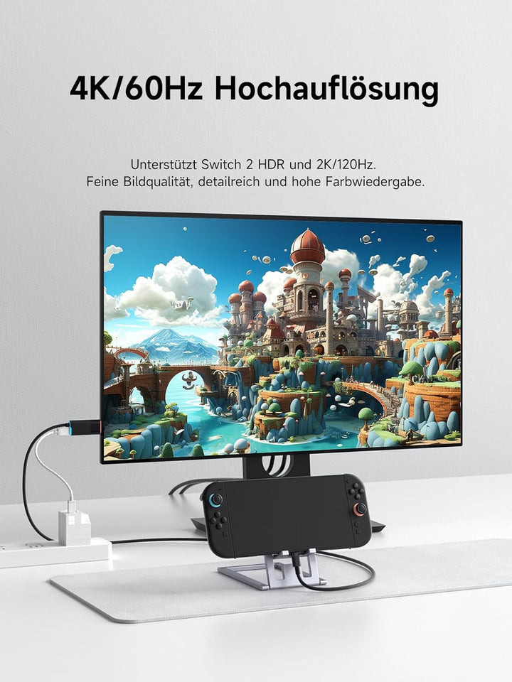 Hagibis Switch2 Dock für Nintendo Switch 1/2 & Switch OLED, USB-C-zu-HDMI-Kabeladapter mit 4K@60Hz,