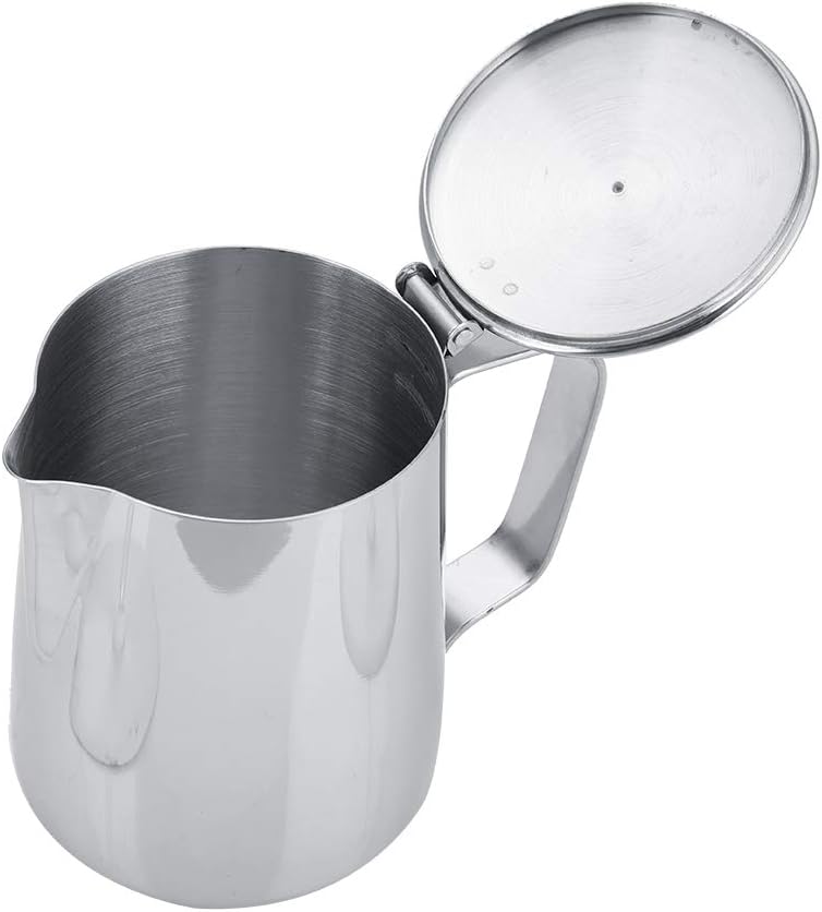 MAGT Milchkännchen mit Deckel, Edelstahl Milchkanne 350ml Kaffeekanne Edelstahl Milchschaumkännchen