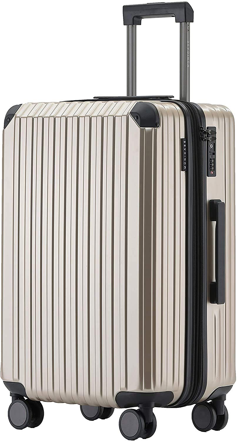 M816 TSA-Schloss Koffer Reisekoffer Trolley Kofferset Hardschale Boardcase (Champagner, Mittler Koff