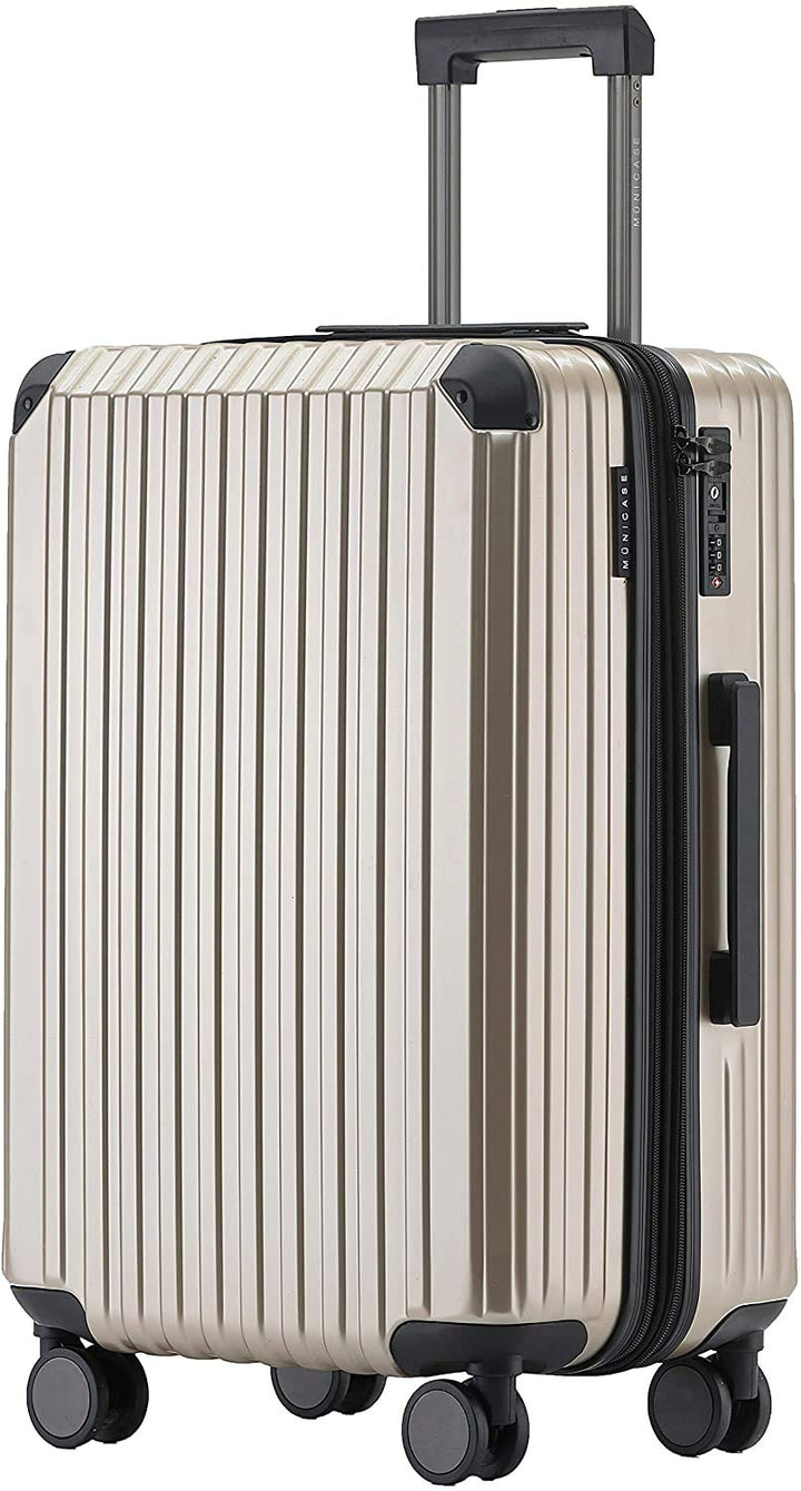 M816 TSA-Schloss Koffer Reisekoffer Trolley Kofferset Hardschale Boardcase (Champagner, Mittler Koff
