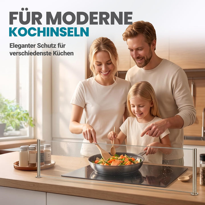 Spritzschutz Protect Herd Kochinsel Edelstahl mit Glasplatte 60cm Breite, 60cm