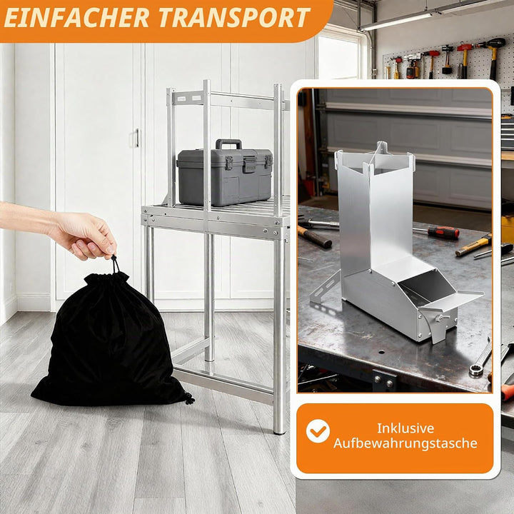 UISEBRT Raketenofen aus dickem Stahl,Tragbar Rocket Stove Stecksystem,Holzofen Campingkocher Camping