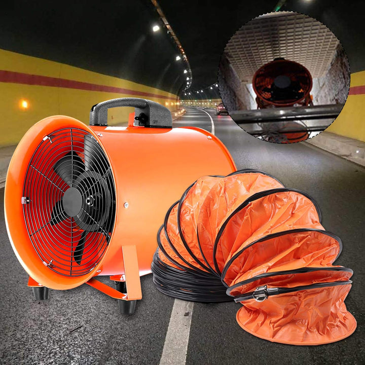 KAUITOPU Baugebläse, ø250mm Axialgebläse mit 10 m PVC-Kanal Industrielüfter für Fabriken Kellern Bau