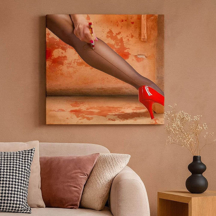 ARTTOR Bilder auf Leinwand 70x70cm Leinwandbild Bein Strumpf Mode Ferse Gross Wanddeko Bild Schlafzi