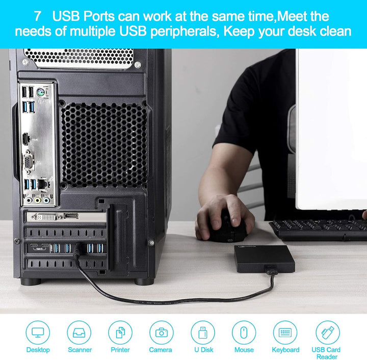 ULANSEN PCI-E-auf-7-Port-(Typ C (2), Typ A (5)) USB 3.0 HUB, Interne Erweiterungskarte, Contronller-