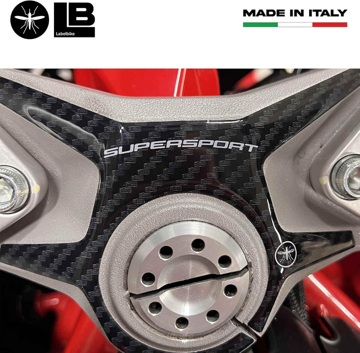 LABELBIKE 3D Motorrad Gabelplattenaufkleber kompatibel mit Ducati | Supersport, Lenkradschutz aus Ku