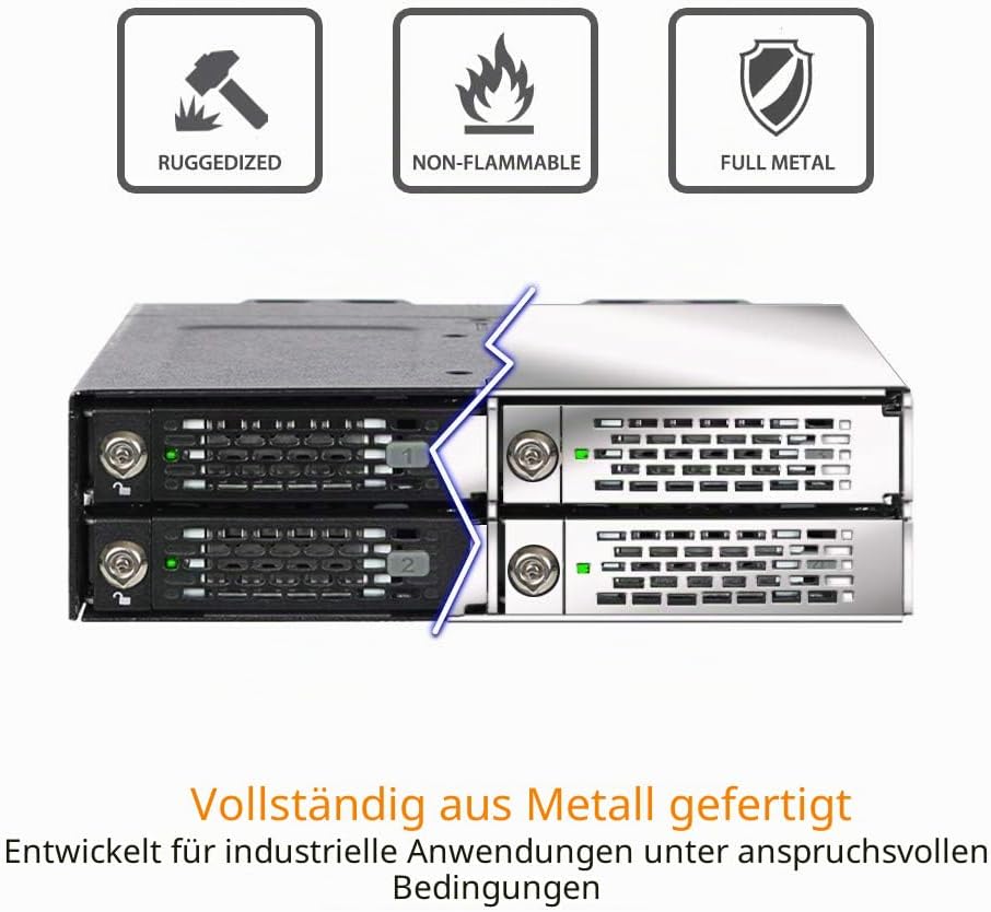 ICY DOCK 4X M.2 NVMe PCIe 4.0 SSD zu 4X MiniSAS HD (SFF-8643) Wechselrahmen - ToughArmor MB720M2K-B