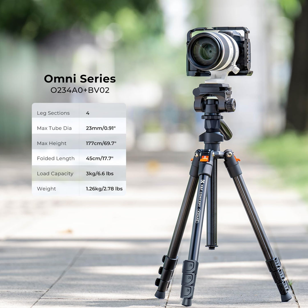 K&F Concept 177cm Kamera Handy Stativ,Video Stativ, Neues Leichtes Reisestativ, Tripod mit 3-Wege-Ko