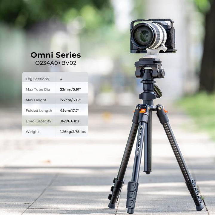 K&F Concept 177cm Kamera Handy Stativ,Video Stativ, Neues Leichtes Reisestativ, Tripod mit 3-Wege-Ko
