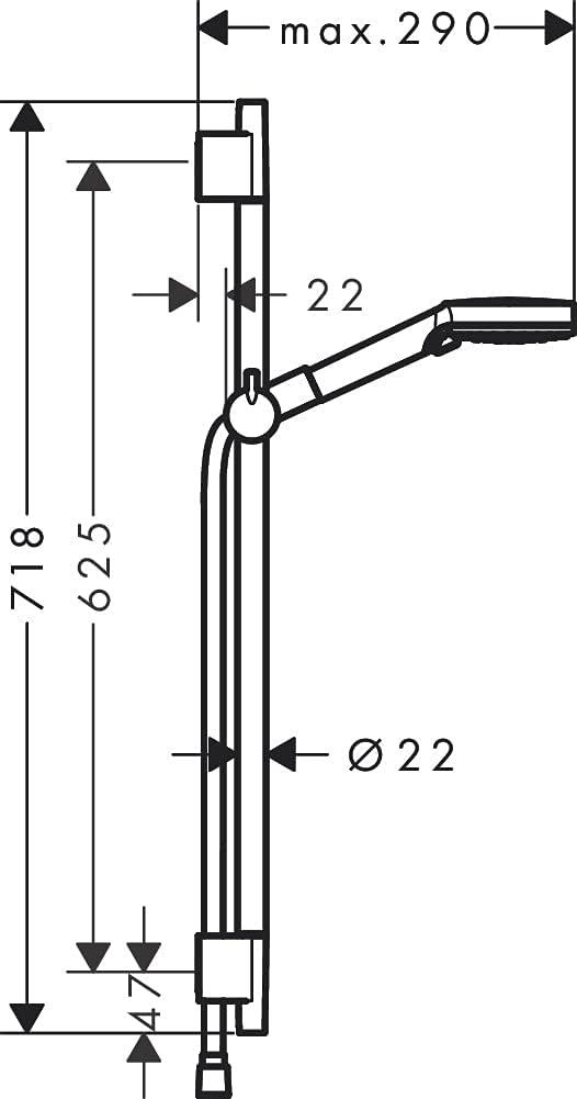 hansgrohe Duschset Vernis Blend, Duschkopf mit Duschschlauch und Duschstange 0,65m, Handbrause mit 2