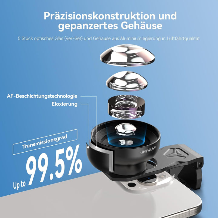 APEXEL HB100 Ultra HD Handy Makroobjektiv mit 52 mm CPL & Sternfilter, F1.05-Blende & AF-Beschichtun