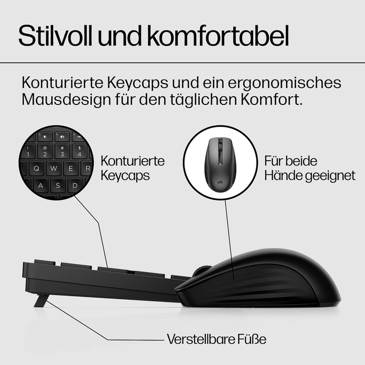 HP 650 kabellose Tastatur und Maus Bundle (20 programmierbare Tasten, QWERTZ Layout, 4.000 DPI, USB