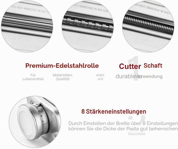 Nudelaufsatz für KitchenAid Standmixer mit Reinigungsbürste, inklusive Nudelblattwalze Spaghettischn