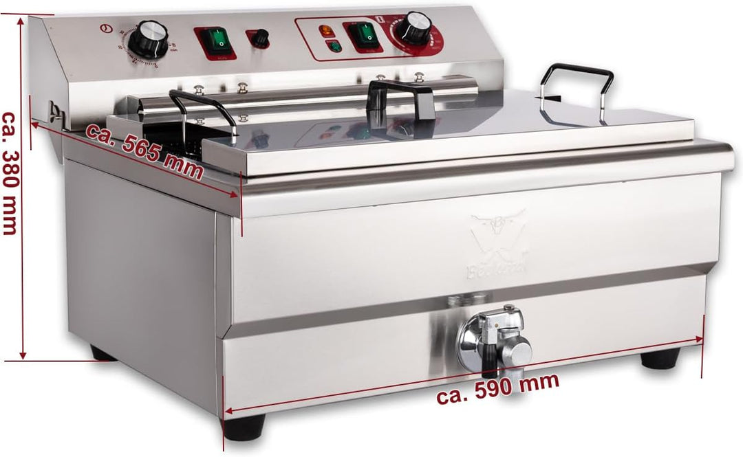 Beeketal 'BWF-301P' Profi Gastronomie Kaltzonen Fritteuse/Fettbackgerät mit seitlichem Abtropfgitter
