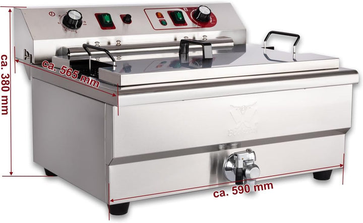 Beeketal 'BWF-301P' Profi Gastronomie Kaltzonen Fritteuse/Fettbackgerät mit seitlichem Abtropfgitter