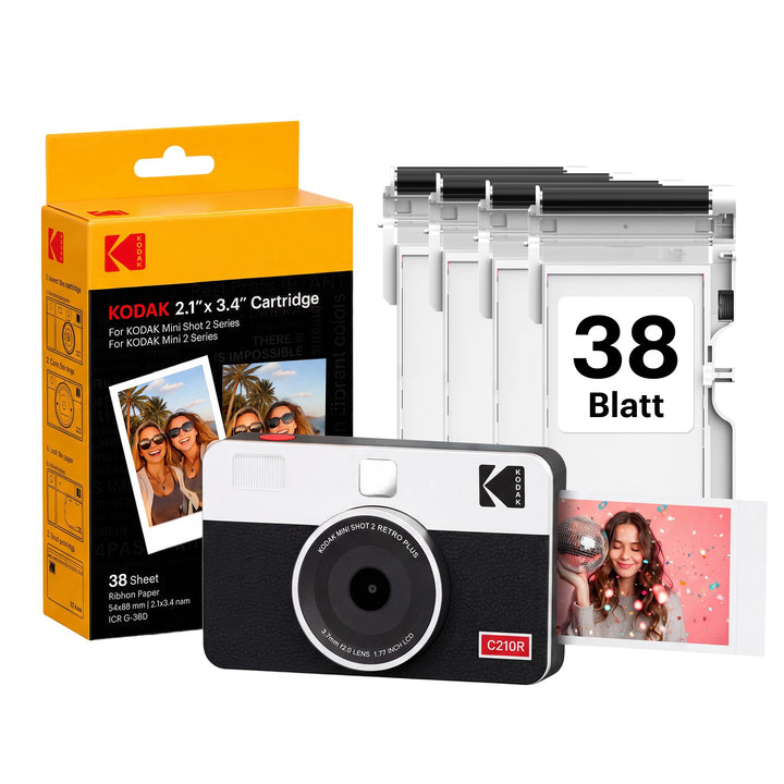 Kodak Mini Shot 2 Retro 4PASS Sofortbildkamera und Tragbarer Fotodrucker 2-in-1, 5,3×8,6 Centimeter