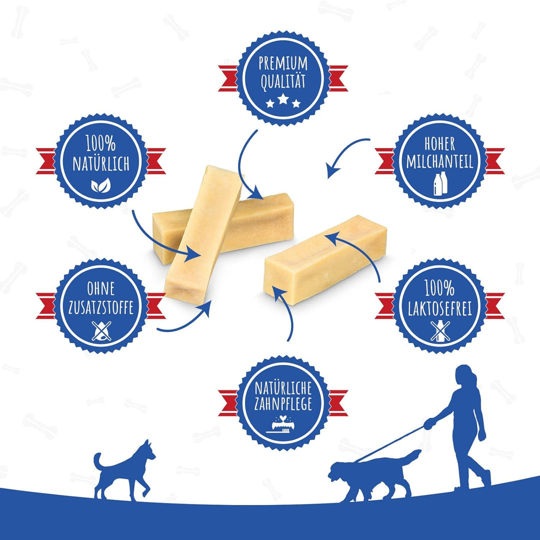 MERVELA® Kaukäse für Hunde | 3 * 170 Gramm | XXL | Käseknochen für Hunde | Beschäftigung & Belohnung