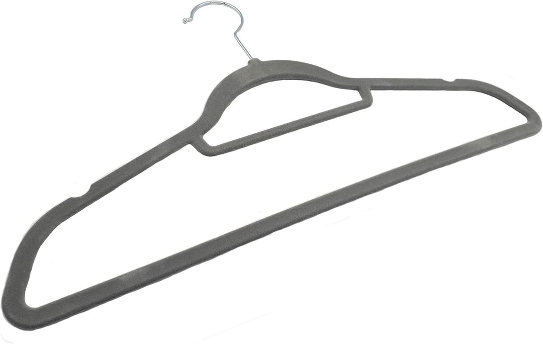 Matec 20er Set graue Samt Kleiderbügel rutschfest 45 cm breit schmal robust gut belastbar 360° drehb