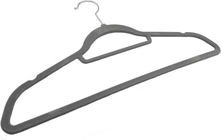 Matec 20er Set graue Samt Kleiderbügel rutschfest 45 cm breit schmal robust gut belastbar 360° drehb