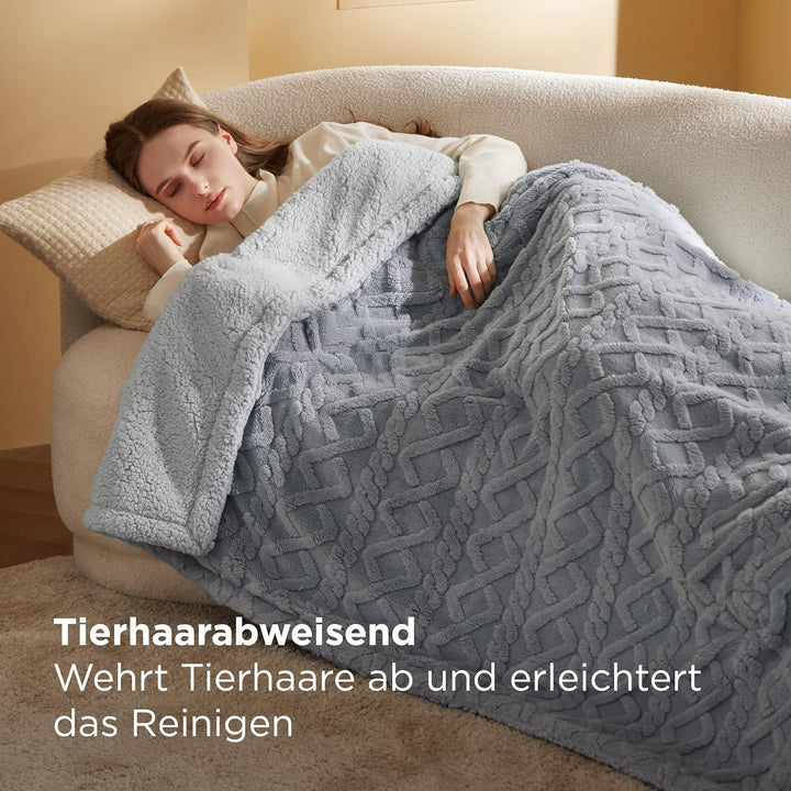 BEDSURE Kuscheldecke 220x240 Decke Sofa - Wohndecke Strickdecke Grosse, Sofadecke Doppelgesicht Extr