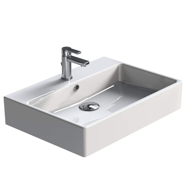 AQUA BAGNO Design Waschbecken aus hochwertiger Keramik, Hängewaschbecken im modernen Stil | 60 x 50