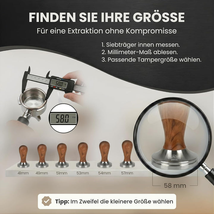 scarlet espresso | Kaffee Tamper »Classic« – Espresso Tamper mit Edelholzgriff für präzisen Anpressd
