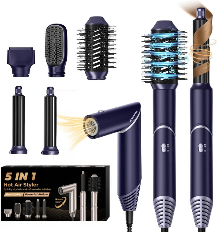 UKLISS Airstyler 5 in 1 Hairstyler Ionen Haartrockner Luft-Lockenstab 1000W Föhn 5 in 1 Airbrush Set