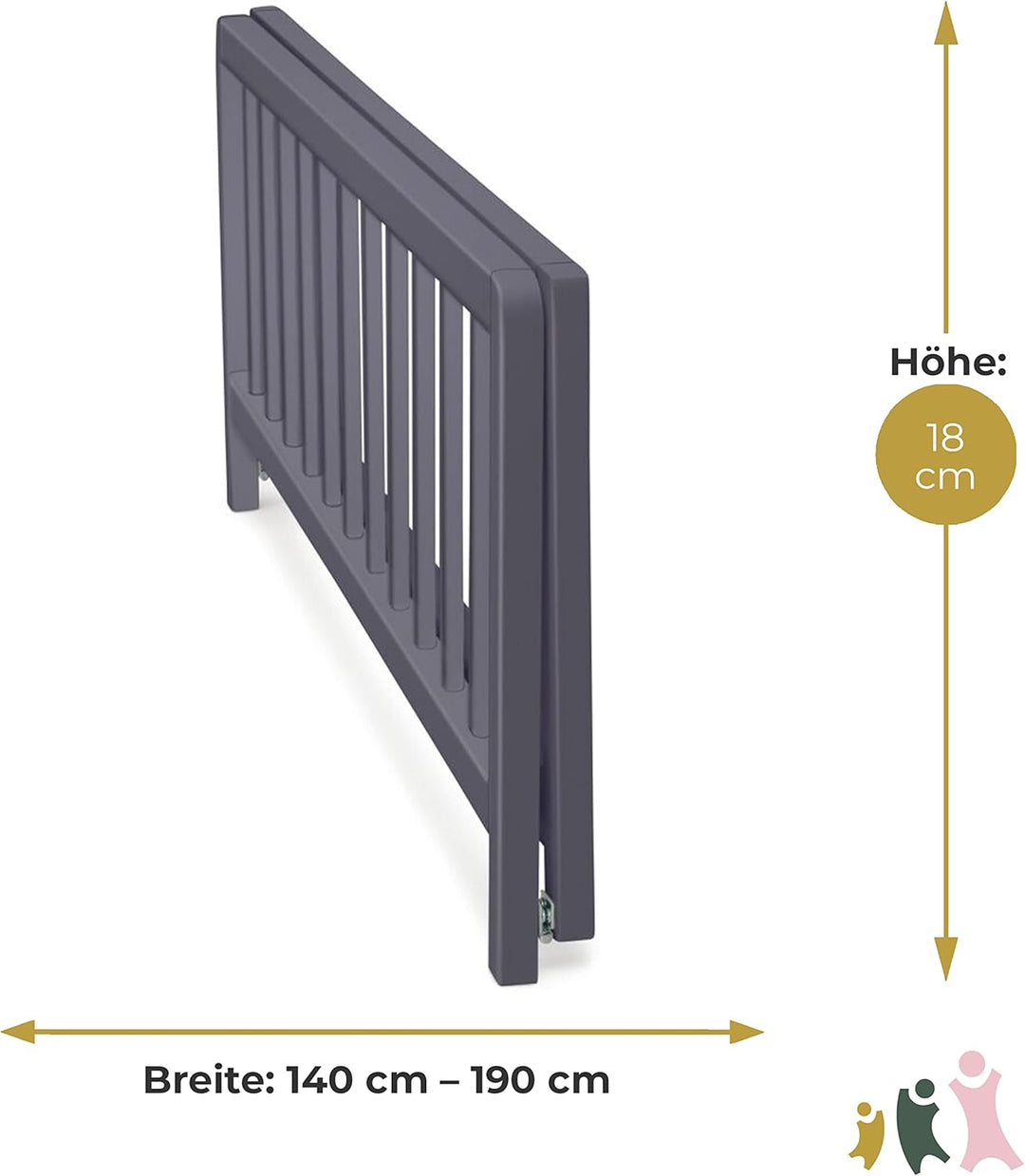 Bettschutzgitter in 90 und 140 cm Farbe Grau, Grösse 140 cm Grau 140