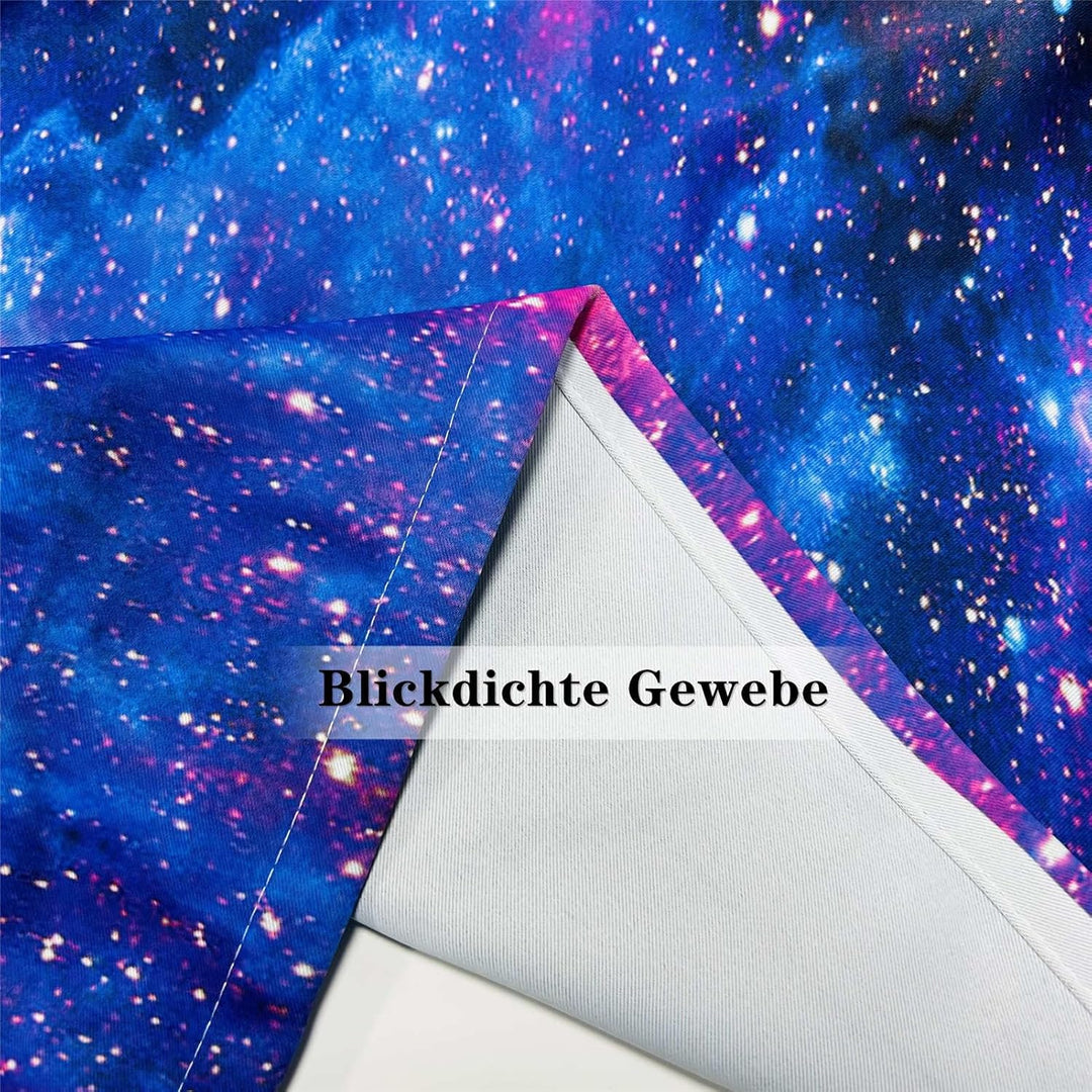 YUANZU Galaxie Vorhänge Weltraumviolett Blauer Nebel Ösen Gardinen mit Blickdichte Thermo Vorhang Kä