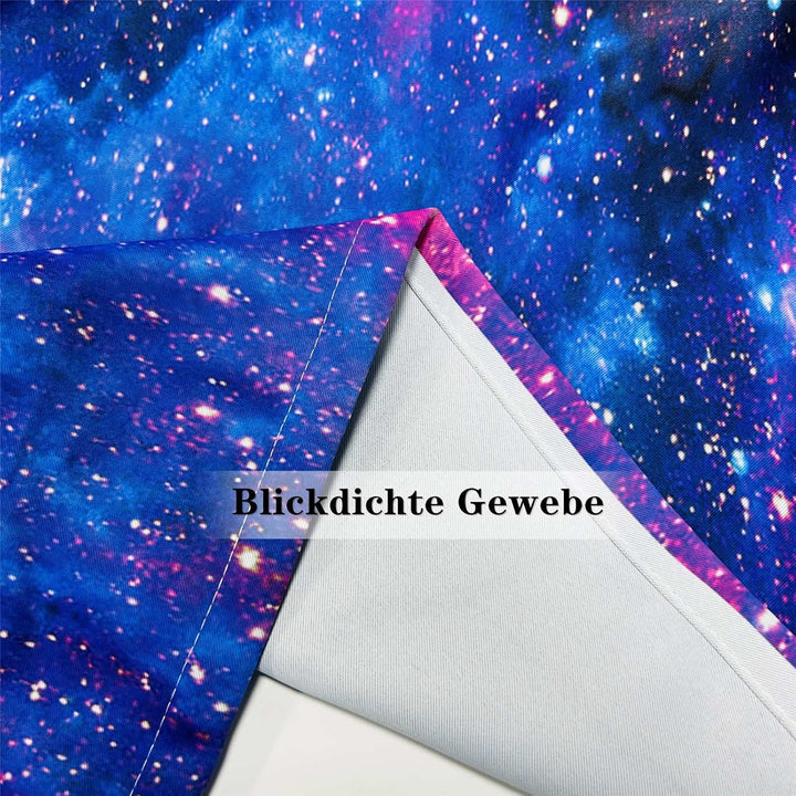 YUANZU Galaxie Vorhänge Weltraumviolett Blauer Nebel Ösen Gardinen mit Blickdichte Thermo Vorhang Kä