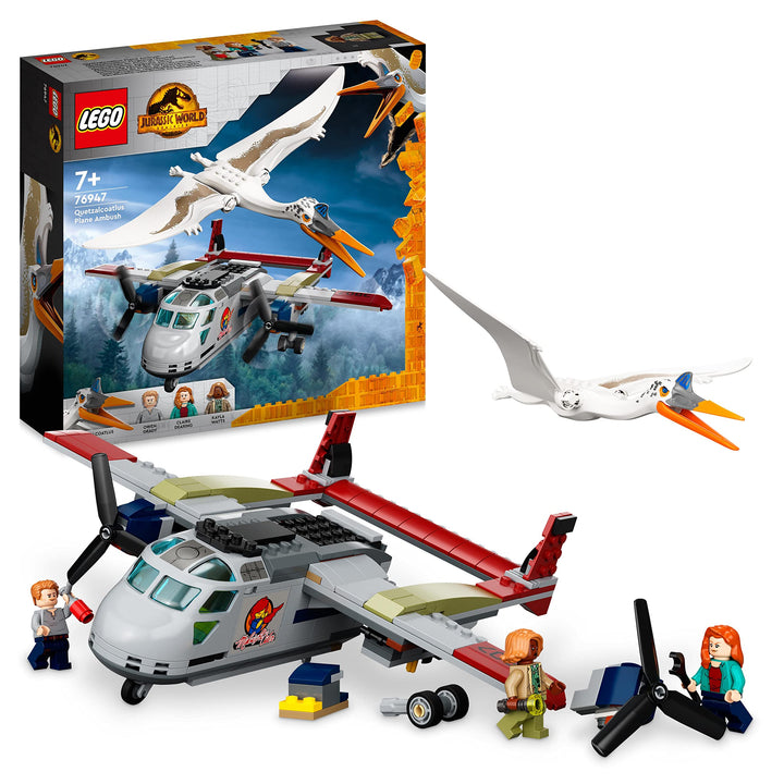 LEGO 76947 Jurassic World Quetzalcoatlus: Flugzeug-Überfall, Dinosaurier Spielzeug mit Figuren, Gesc