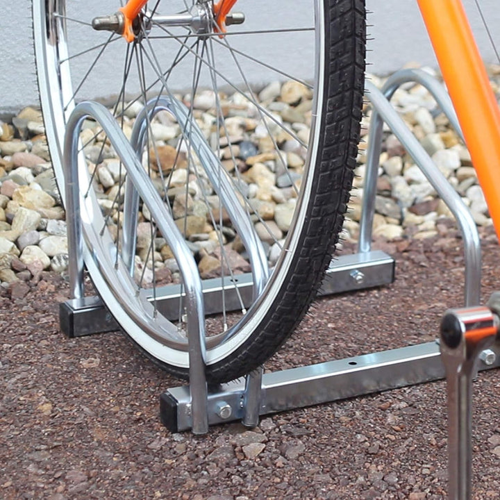 Relaxdays 4 x Fahrradständer für 2 Fahrräder, Boden oder Wandmontage, verchromter Stahl, Aussenkelle