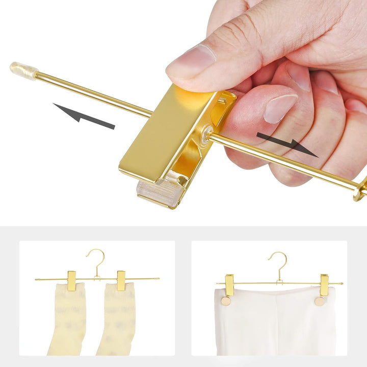 SONGMICS Hosenbügel aus Metall, 10 Stück, Kleiderbügel, 31 cm, mit 2 rutschfesten Clips, für Röcke,