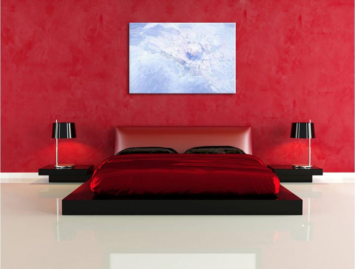 Pixxprint Tautropfen Pusteblume / 100x70cm Leinwandbild bespannt auf Holzrahmen/Wandbild Kunstdruck