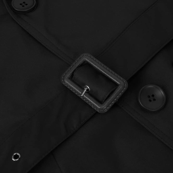 AOWOFS Herren Zweireihiger Trenchcoat mit Gürtel Revers Lang Mantel Business Jacke Frühling Übergang