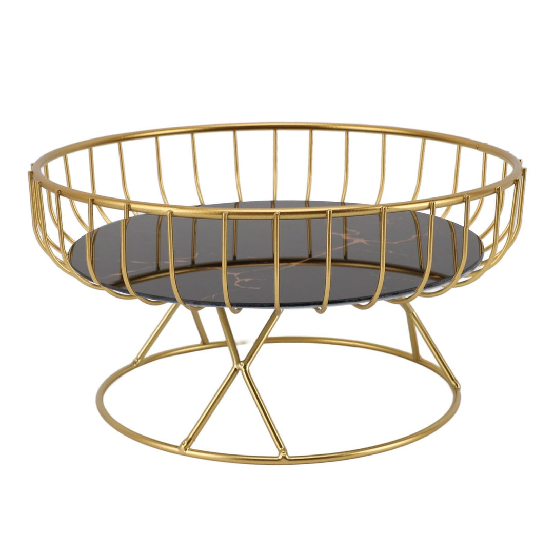 Qcwwy Runder Obstkorb, Goldene Hohle Metall-Obstschale, Ständer, Obstteller, Obsttablett, Wohnzimmer