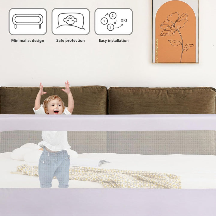 Supfine Bettgitter für Kinder, Bettgitter für Kinder, 180 cm, Bettschutzgitter, höhenverstellbar, Be