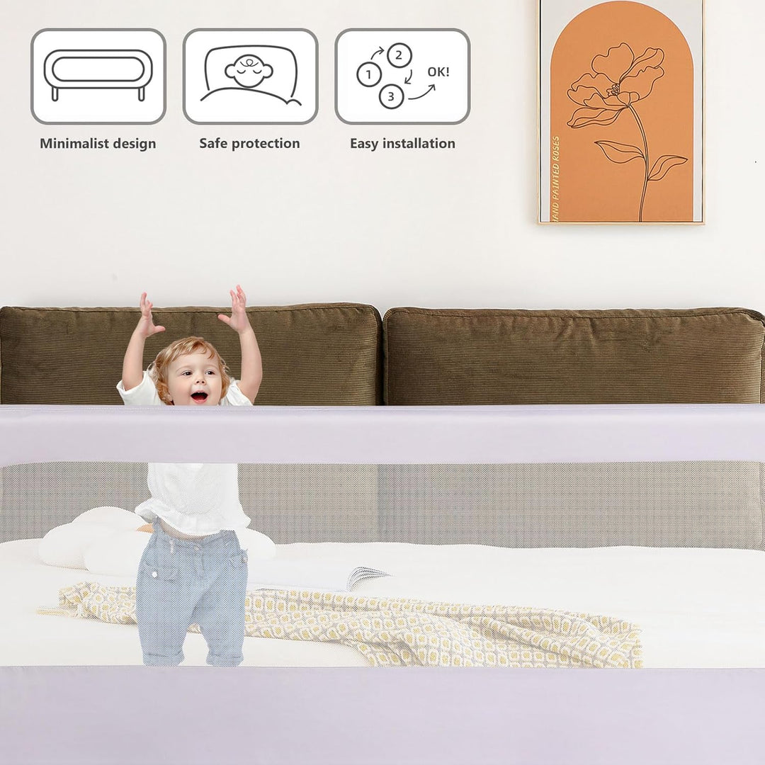Bettgitter, mit klappbarem Barriere, sturzsicher, höhenverstellbar, Sicherheitsgitter für Kinderbett