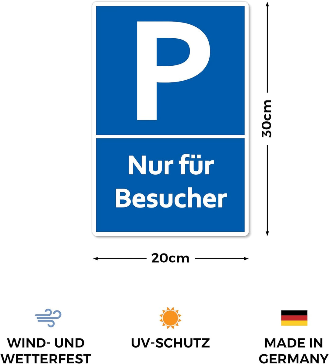 5x Schilder Nur für Besucher 20 x 30 cm aus stabiler PVC Hartschaumplatte 3mm Parkplatzschild Schild