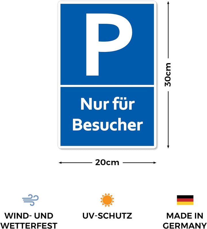 5x Schilder Nur für Besucher 20 x 30 cm aus stabiler PVC Hartschaumplatte 3mm Parkplatzschild Schild
