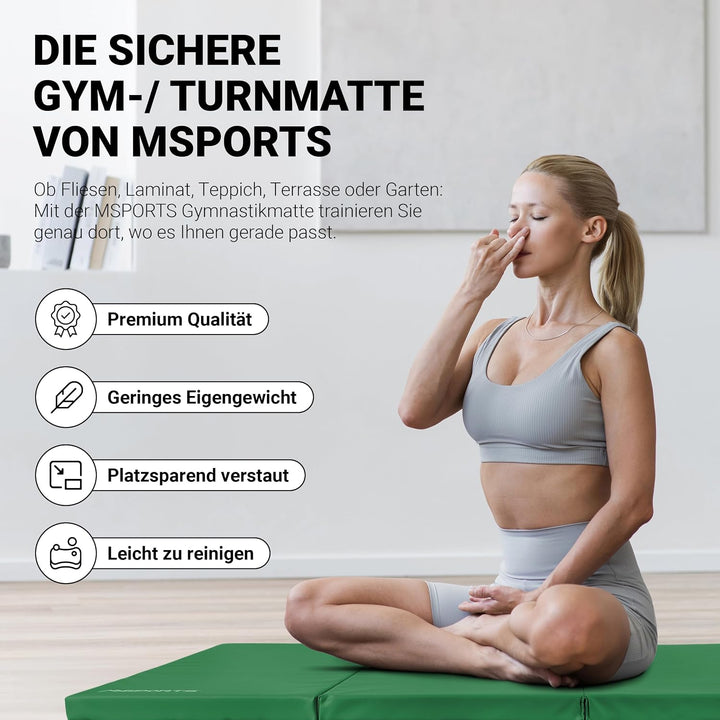 MSPORTS Turnmatte Premium klappbare Weichbodenmatte 190 x 80 x 5 cm Gymnastikmatte faltbare Sportmat