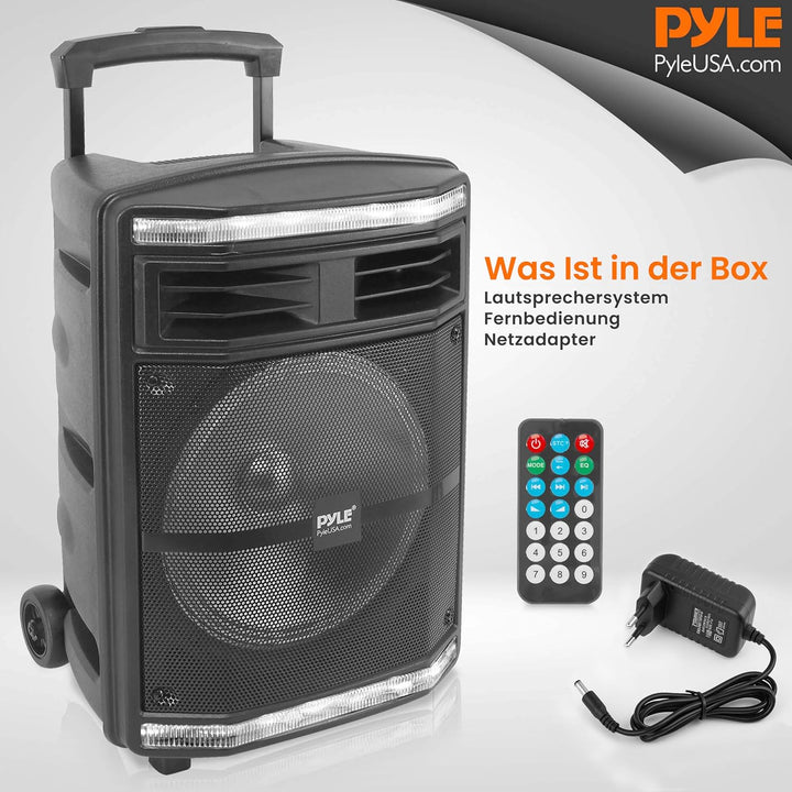 Pyle Partybox - Bluetooth Lautsprecher Gross, PA Anlage, Musikbox, Karaoke Box, 600W, 10" Subwoofer,
