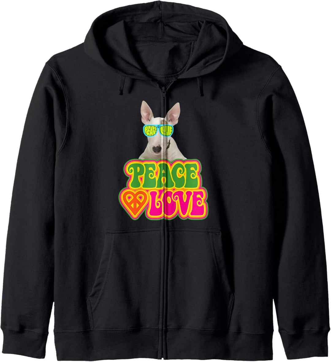 Peace Heart Love Dog Bull Terrier Kapuzenjacke